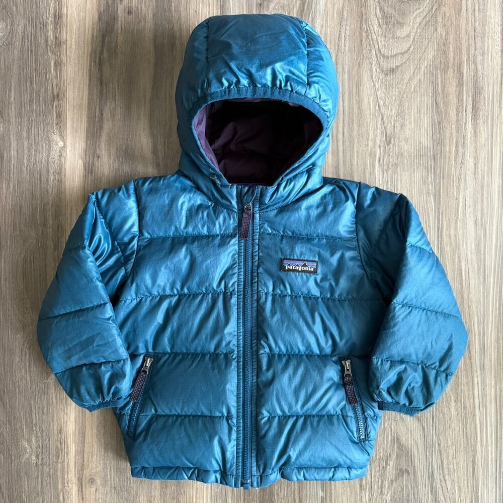 Patagonia Jacket Toddler 12-18M Blue Down Puffer Hooded Full Zip STY60493 WORN